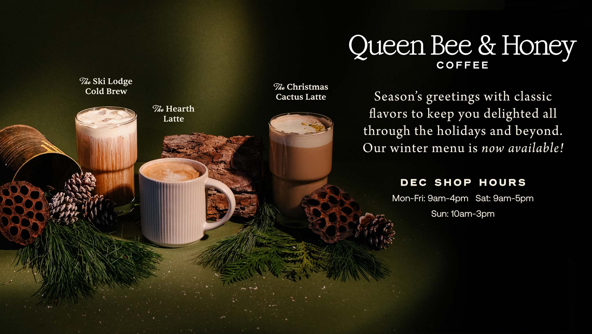 Queen Bee & Honey Coffee Winter Menu at Hoen's Garden Center
