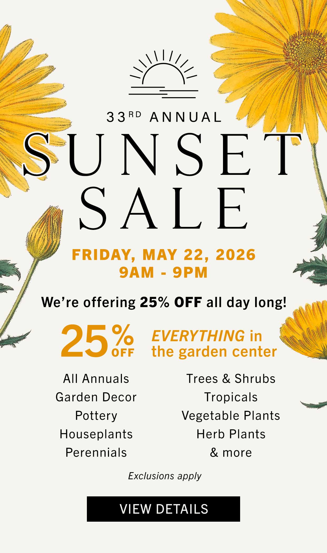 33rd Annual Sunset Sale at Hoen's Garden Center