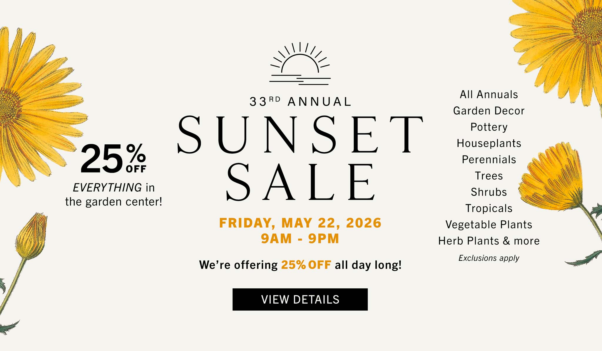 33rd Annual Sunset Sale at Hoen's Garden Center